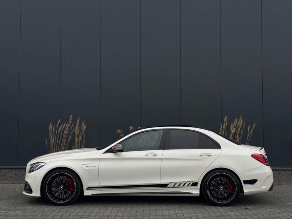 Mercedes-Benz C-klasse AMG 63 S Edition 1 FULL PANO NAVI CAM, Auto's, Mercedes-Benz, Gebruikt, 8 cilinders, Wit, Leder