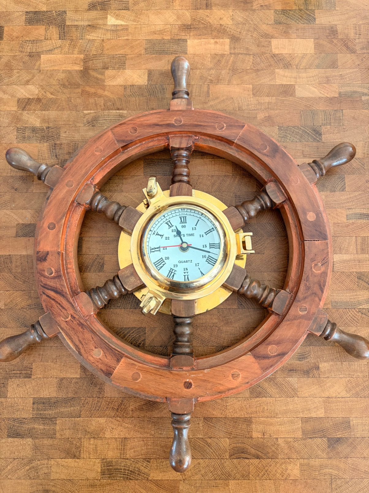 Ship’s Time muur klok messing quartz scheepsklok, Ophalen of Verzenden