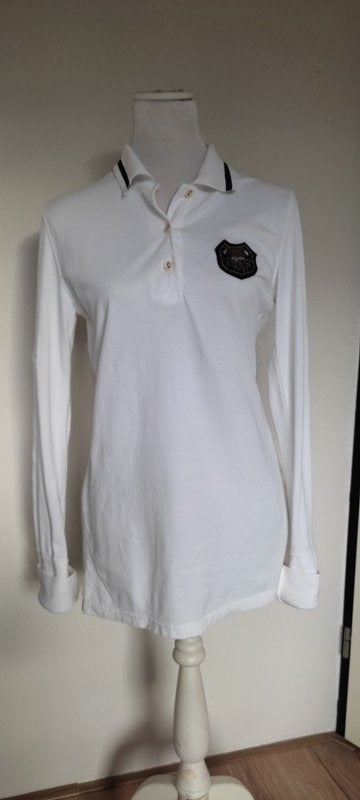 Erny van Reijmersdal, witte polo met lange mouw, L, Kleding | Dames, Maat 38/40 (M), Verzenden, Wit, Zo goed als nieuw