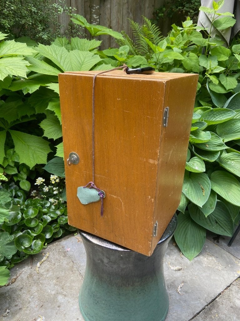 Vintage houten draagbare microscoop kast 1974, Ophalen of Verzenden, Gebruikt, Minder dan 400x, Onderdelen of Toebehoren