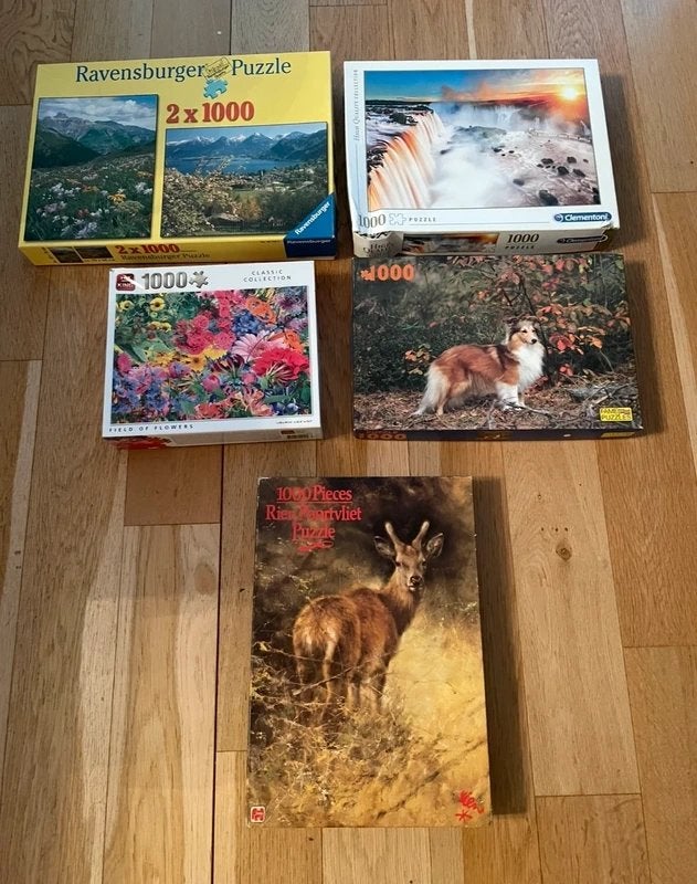 5 stuks gevarieerd puzzel pakket, Ophalen of Verzenden, Meer dan 1500 stukjes, Zo goed als nieuw, Legpuzzel