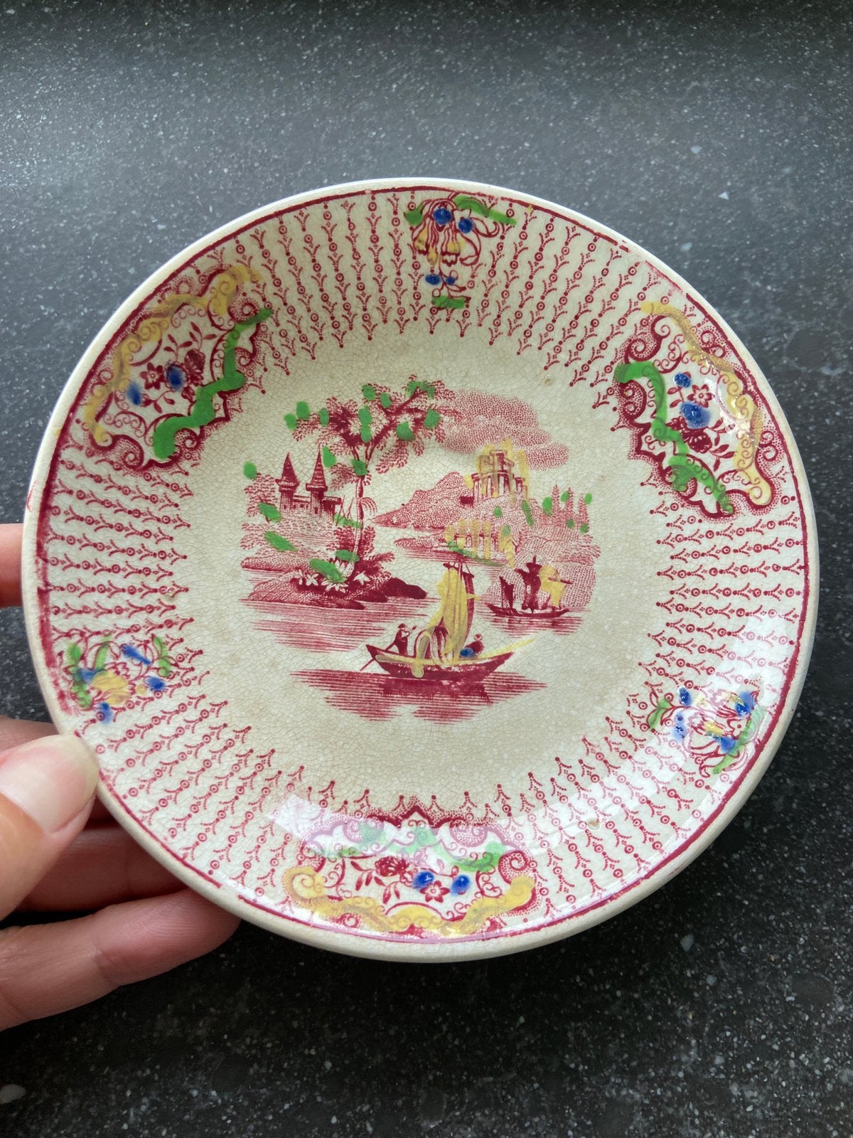 Antiek schoteltje schaaltje decor Fancy Petrus Regout gaaf, Antiek en Kunst, Ophalen of Verzenden