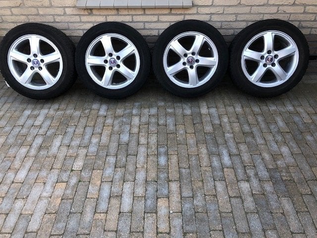 Originele Saab 9-5 velgen met winterbanden 205/55 R16, Auto-onderdelen, Banden en Velgen, Ophalen, Gebruikt, 16 inch, Banden en Velgen