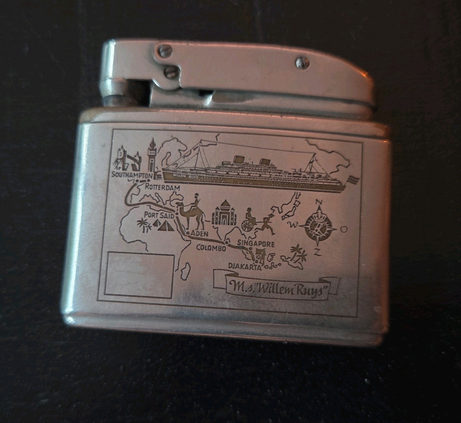 Vintage Aansteker MS Willem Ruys - Niet Werkend, Gebruikt, Onbekend, Ophalen of Verzenden, Onbekend