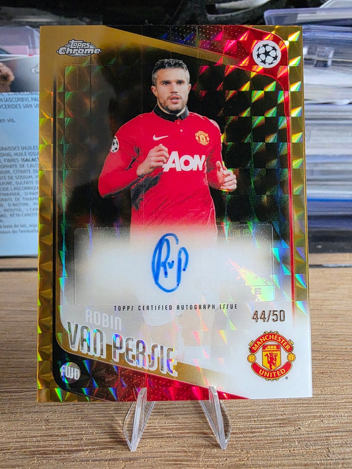 Robin van Persie Auto Gold Geometric /50 Topps Chrome UCC, Ophalen of Verzenden, Zo goed als nieuw, Buitenlandse clubs, Spelerskaart