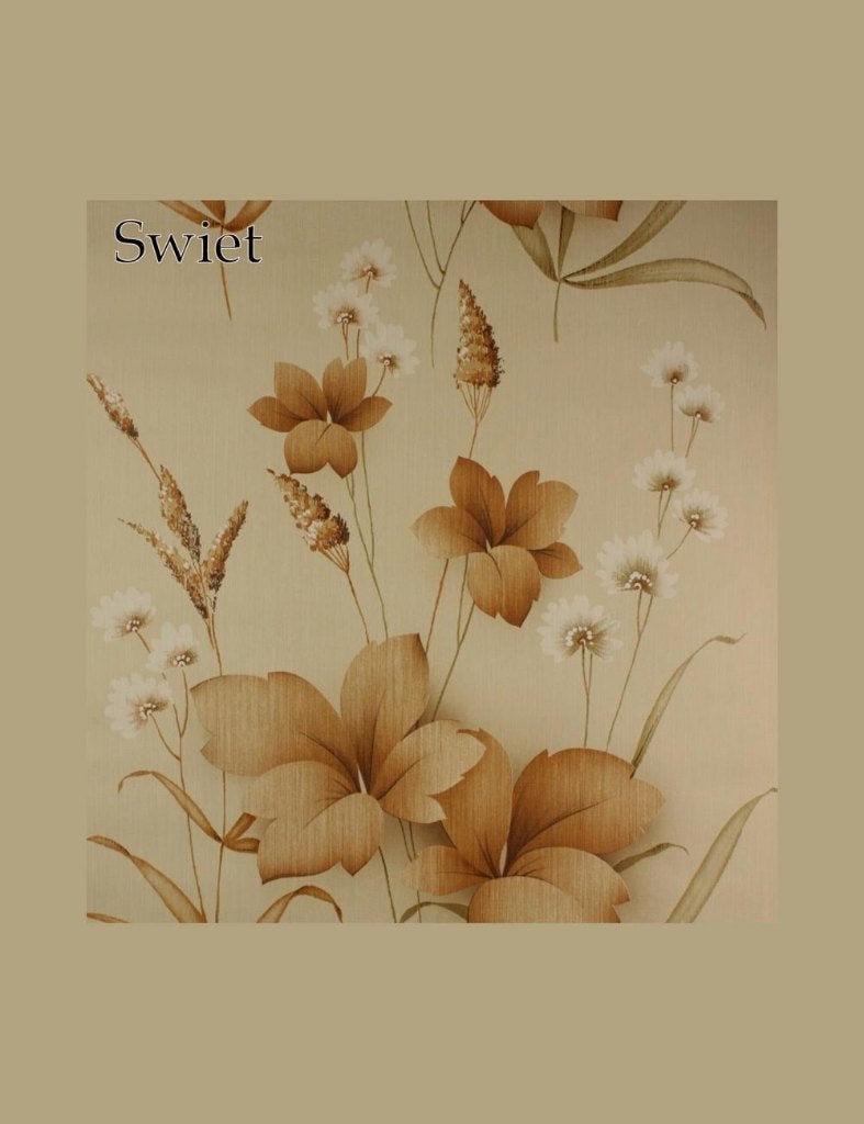 3985 Vintage bloemenbehang zandtinten oosterse touch swiet, Huis en Inrichting, Stoffering | Behang, Verzenden, Bruin