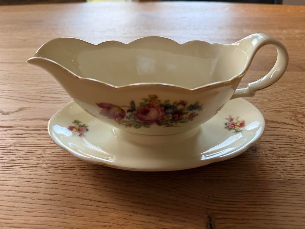 Vintage Kahla (GDR) Sauskom - Bloemen & Goudrand, Antiek en Kunst, Antiek | Porselein, Ophalen of Verzenden