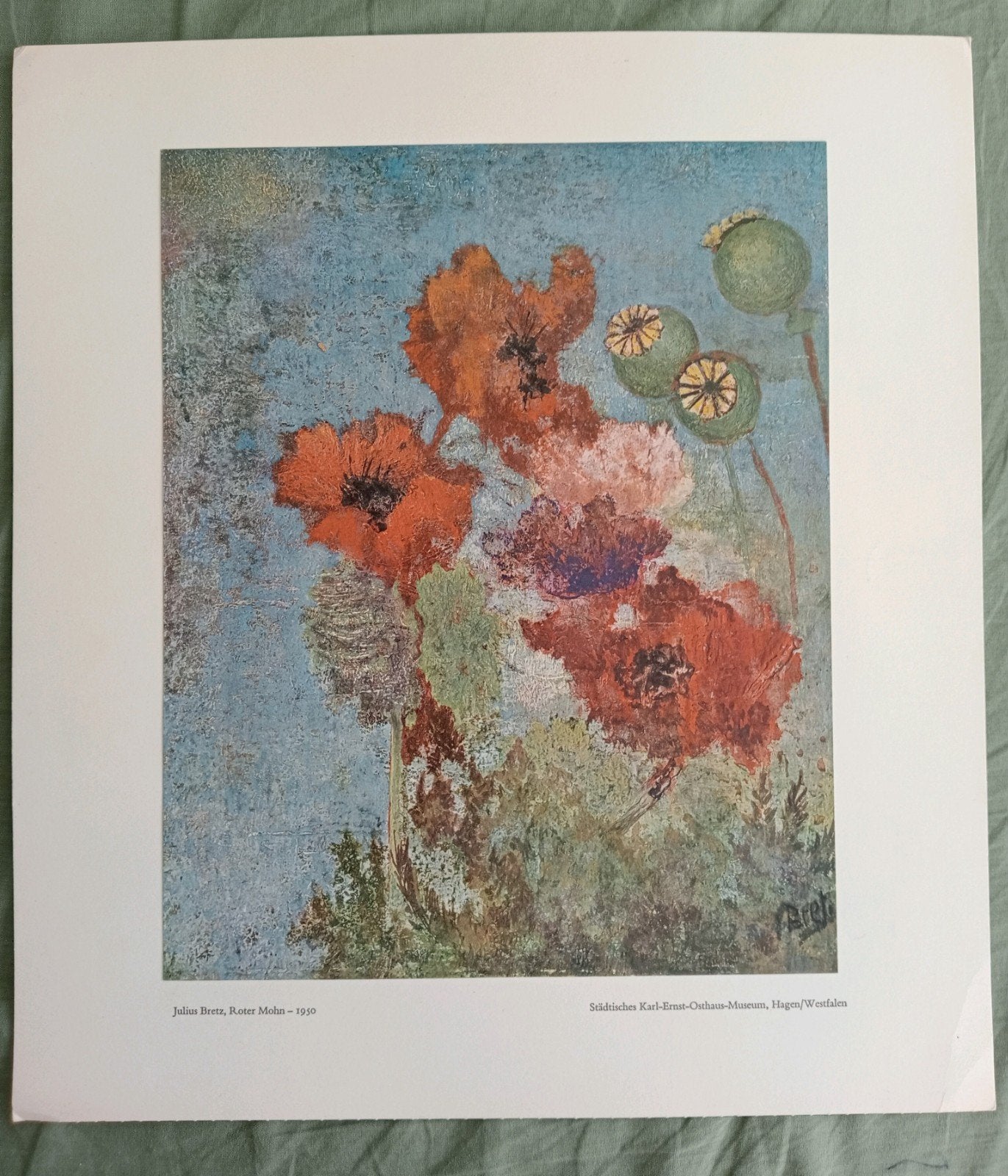 Julius Bretz offset prent 1966 bloemen, Ophalen of Verzenden