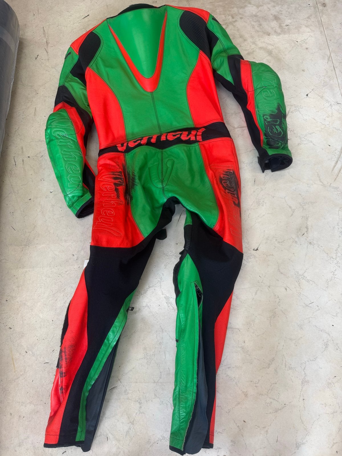 Verheul leren motoroverall maat 52 met lichte valschade, Ophalen of Verzenden, Tweedehands, Heren, Overall