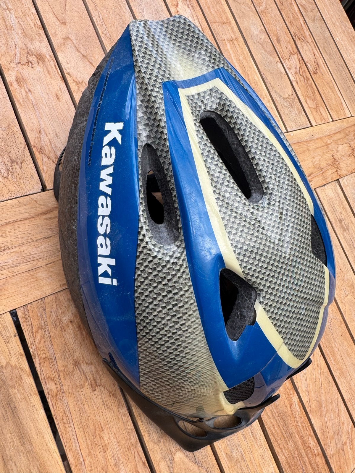 Kawasaki MTB Helm - Blauw/Grijs Fietshelm, Fietsen en Brommers, Fietsaccessoires | Fietshelmen, Ophalen, Gebruikt, Overige maten