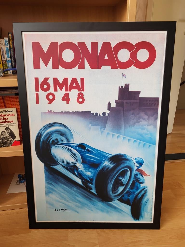 Formule 1 Monaco 1948 Poster - Ingelijst, Ophalen, Rechthoekig Staand, Met lijst, Zo goed als nieuw