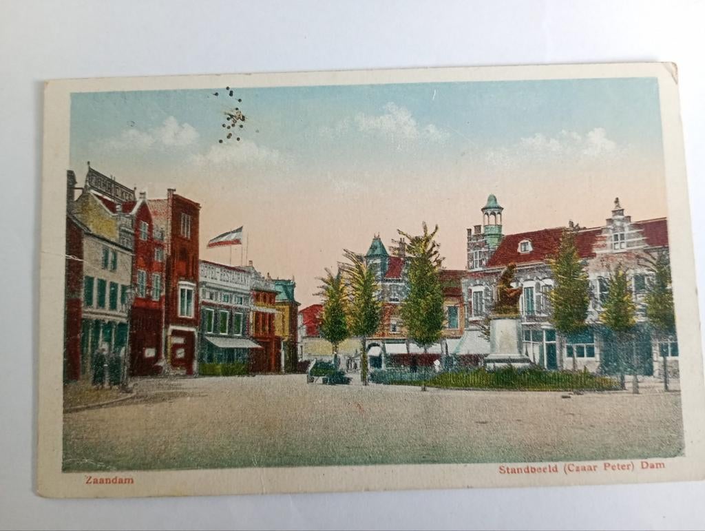 Oude Ansichtkaart Zaandam Standbeeld Czaar Peter Dam, Verzamelen, Ansichtkaarten | Nederland, Ongelopen, Noord-Holland, Voor 1920