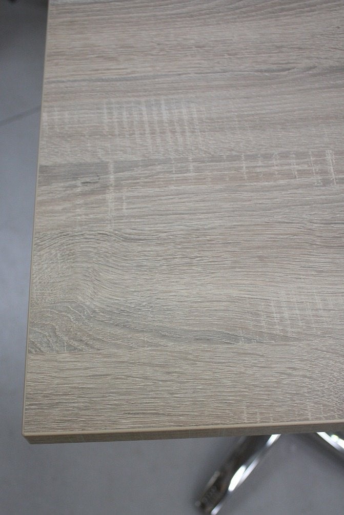 Vierkante bartafel statafel aluminium houtlook horeca 9x, Ophalen, 60 tot 90 cm, Zo goed als nieuw, 1 kruk