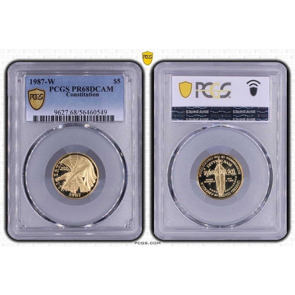 USA - 5 Dollar 1987 W "Constitution" PCGS PR68 DCAM - GOUD, Ophalen of Verzenden, Noord-Amerika, Losse munt, Goud