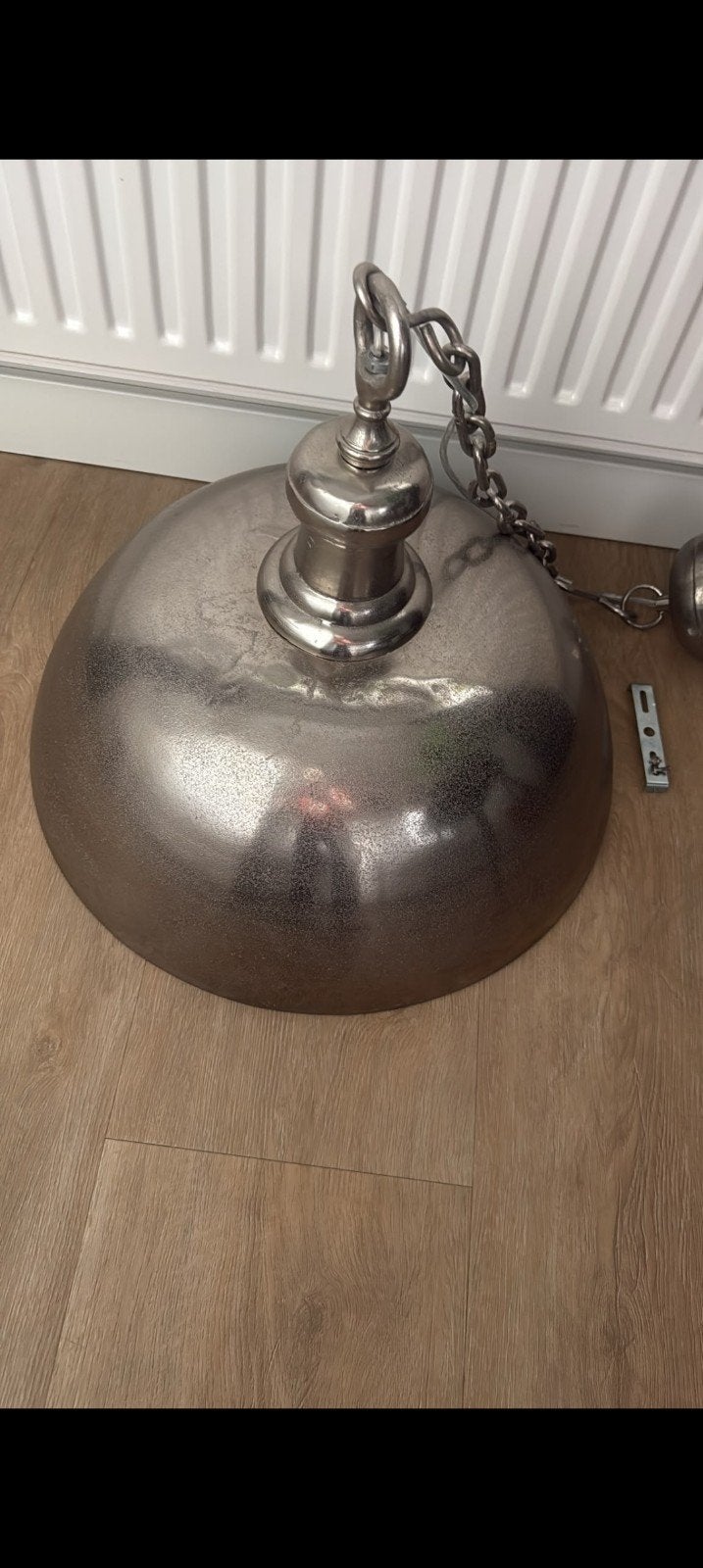 Hanglamp in oud zilver look, Huis en Inrichting, Ophalen of Verzenden, Gebruikt, Metaal, Klassiek