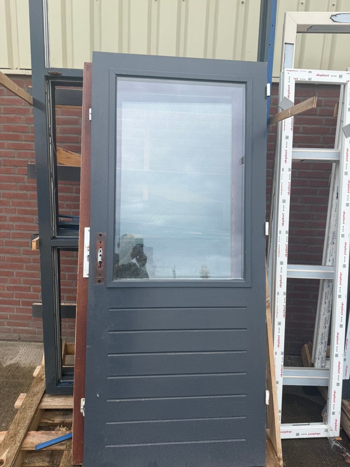 hardhouten achterdeur met hr++ glas rechts 870/2010, Ophalen, Gebruikt, 80 tot 100 cm, Buitendeur