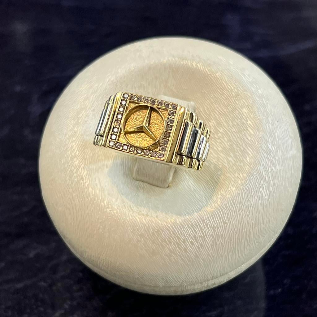 14 karaat gouden ring prachtig model Mercedes, Ophalen of Verzenden, Zo goed als nieuw, Goud, Dame