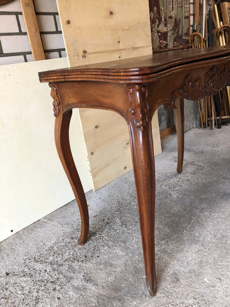 Biedermeier speeltafel inklapbaar blad ( groen vilt), Antiek en Kunst, Ophalen