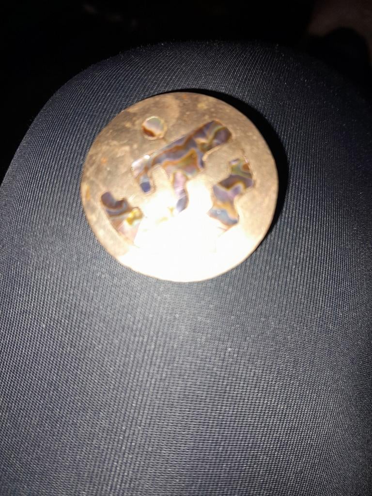 Vintage Mexicaanse Broche - Koper met Kleurrijke Inleg, 4 tot 7 cm, Overige kleuren, Ophalen of Verzenden, Koper
