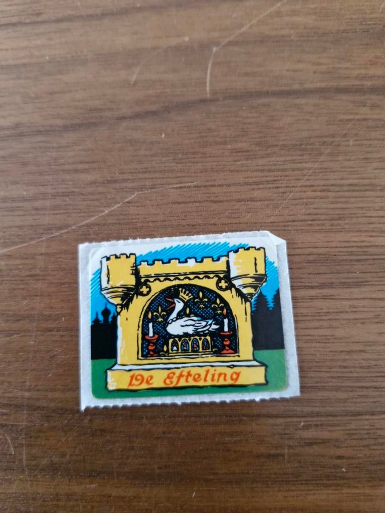 7251 Vintage Efteling Sticker - Zwaan Kasteel, Verzamelen, Efteling, Ophalen of Verzenden, Gebruikt, Overige typen