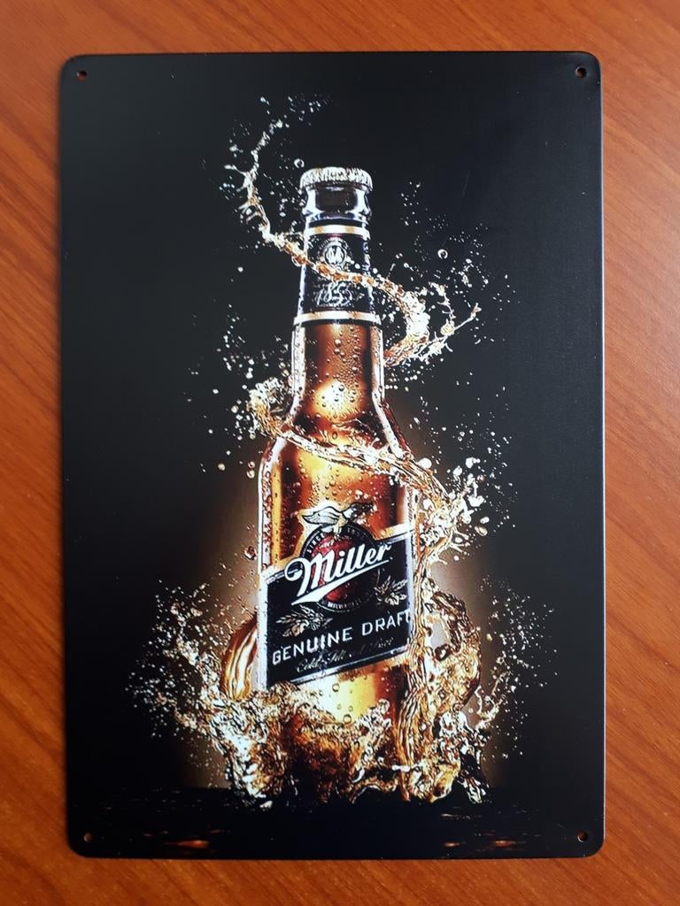 Miller Bier 20x30 cm Metalen Reclamebord, Ophalen of Verzenden, Nieuw, Reclamebord, Plaat of Schild, Overige merken