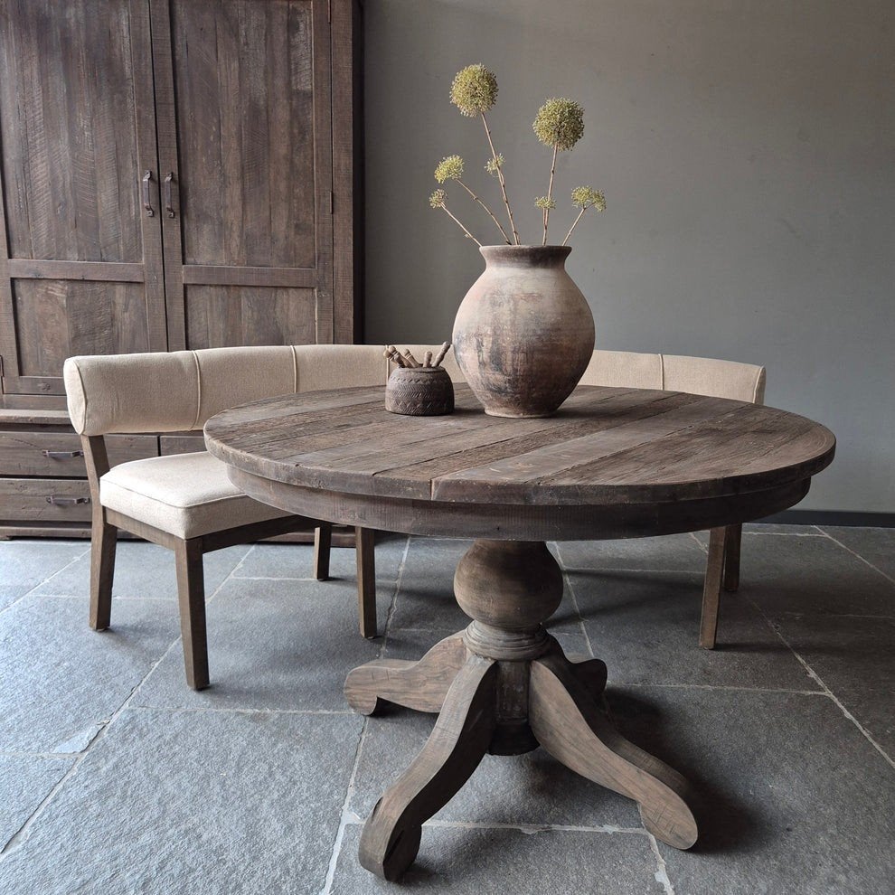 driftwood kloostertafel rond hout stoer sober landelijk, Ophalen, Rond, 100 tot 150 cm, 100 tot 150 cm