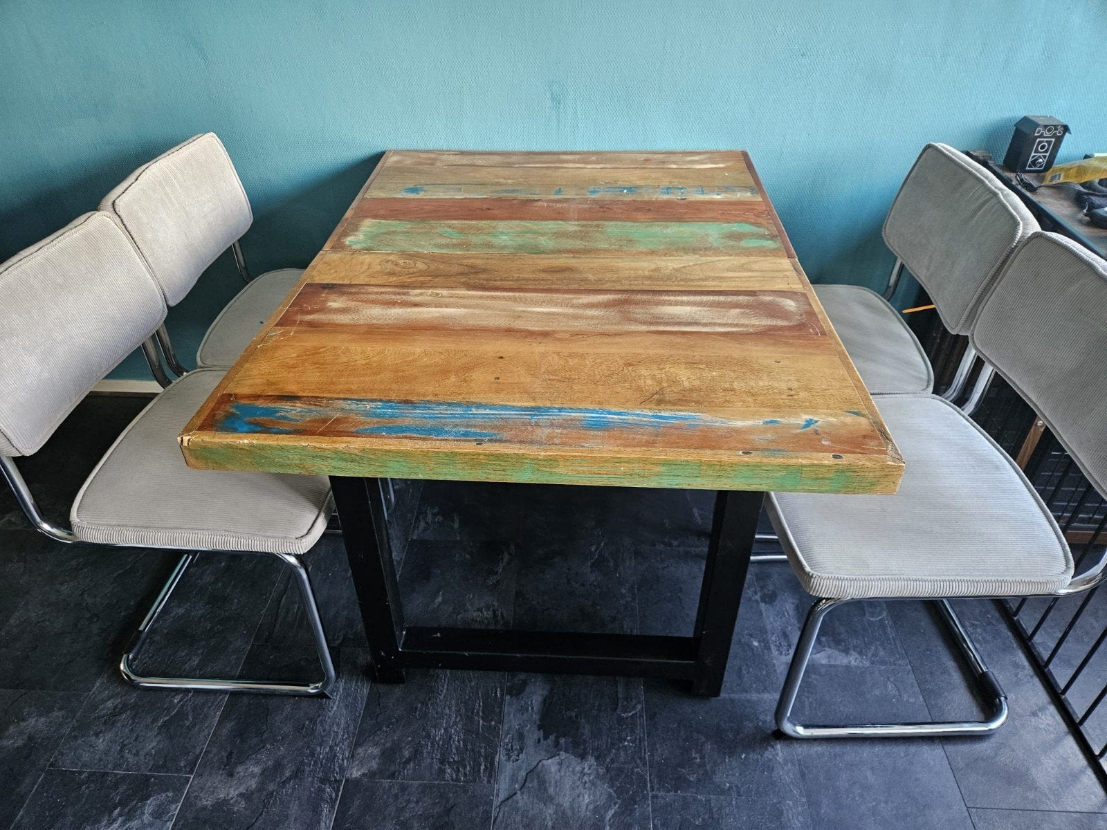 Eettafel industriële look uitschuifbaar, Huis en Inrichting, Gebruikt, 100 tot 150 cm, 50 tot 100 cm, Industriële look