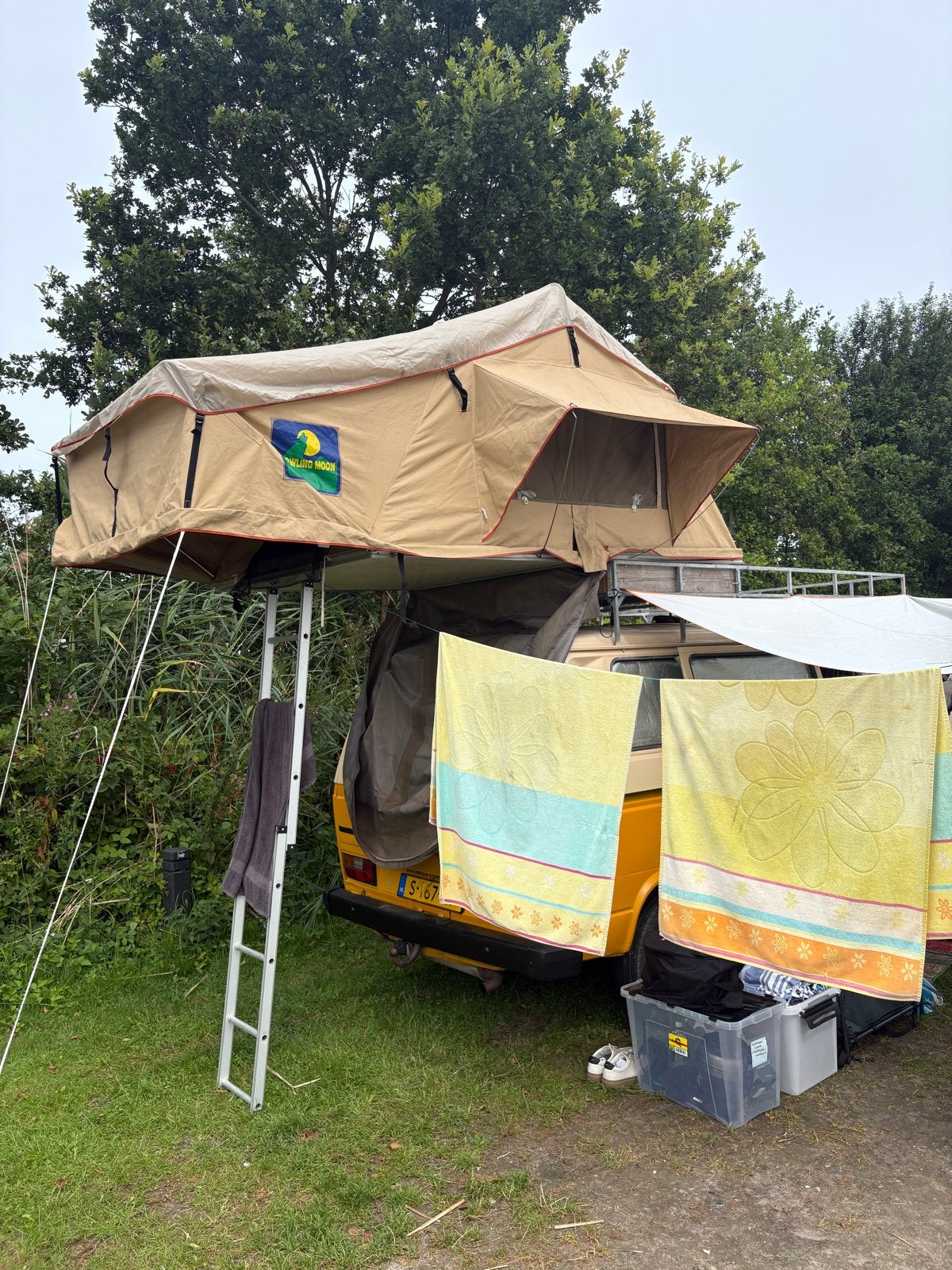 Howling Moon Daktent met Ondertent en Ladderverlenger, Caravans en Kamperen, Ophalen, Gebruikt