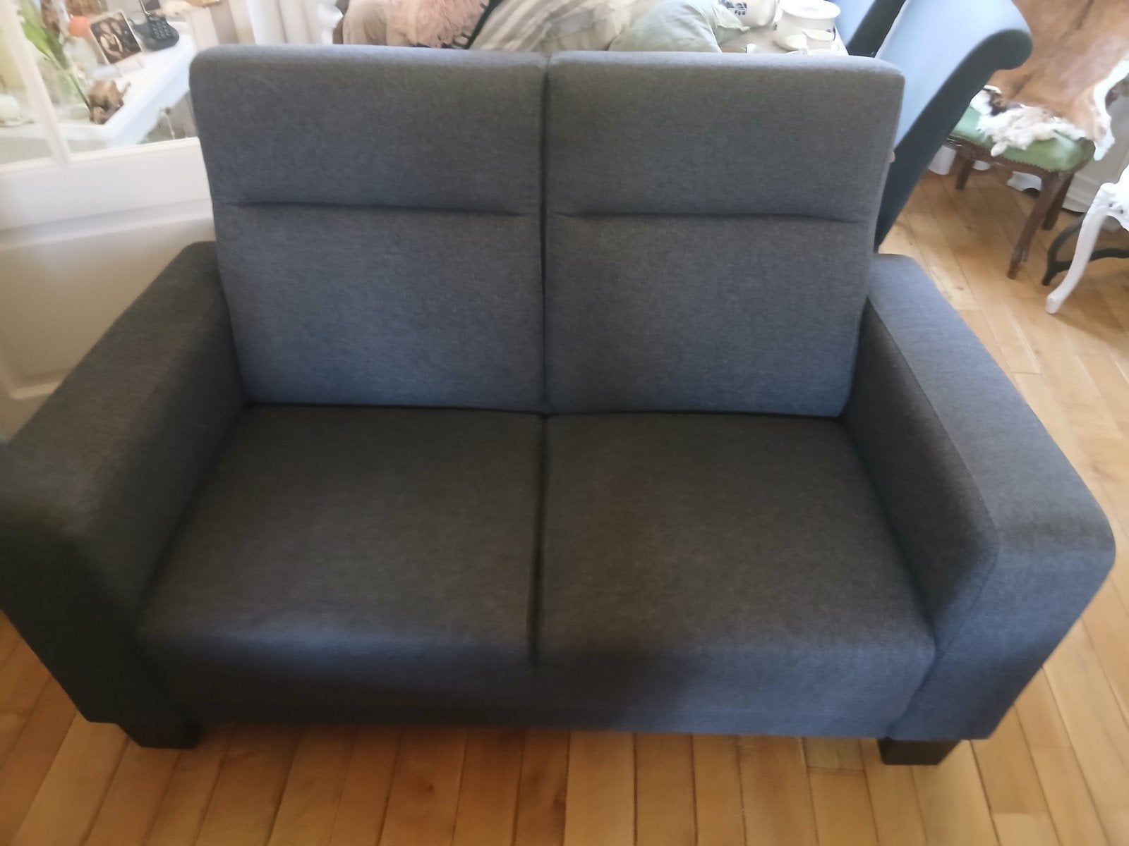 Grijze 2-zits bankstel, Huis en Inrichting, Ophalen, Gebruikt, 150 tot 200 cm, Tweepersoons