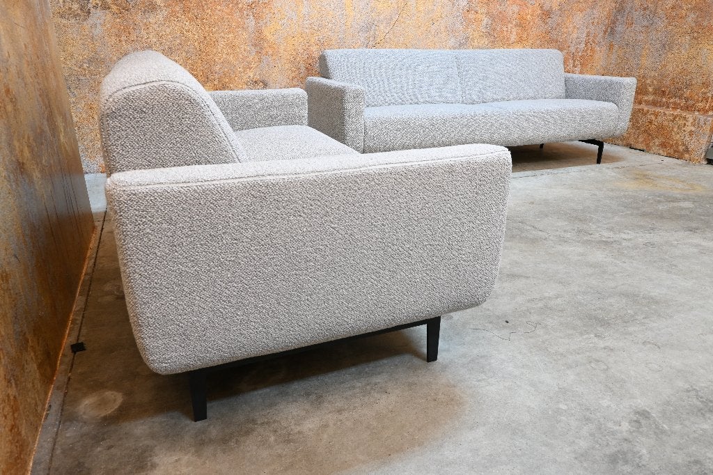Als NIEUW! 2 grijze stoffen Topform designbanken 2,5 + 3 ZIT, Driepersoons, 75 tot 100 cm, Ophalen of Verzenden, Zo goed als nieuw
