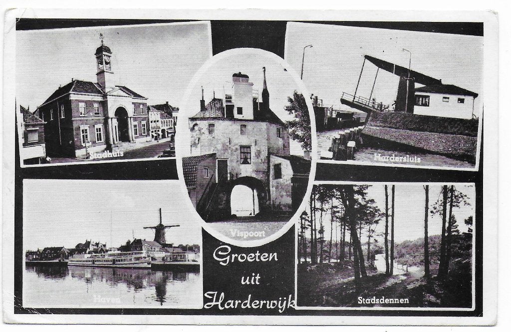 Harderwijk oude gelopen ansichtkaart ( B7202 ) uit 1959, Ophalen of Verzenden, 1940 tot 1960, Gelopen, Gelderland