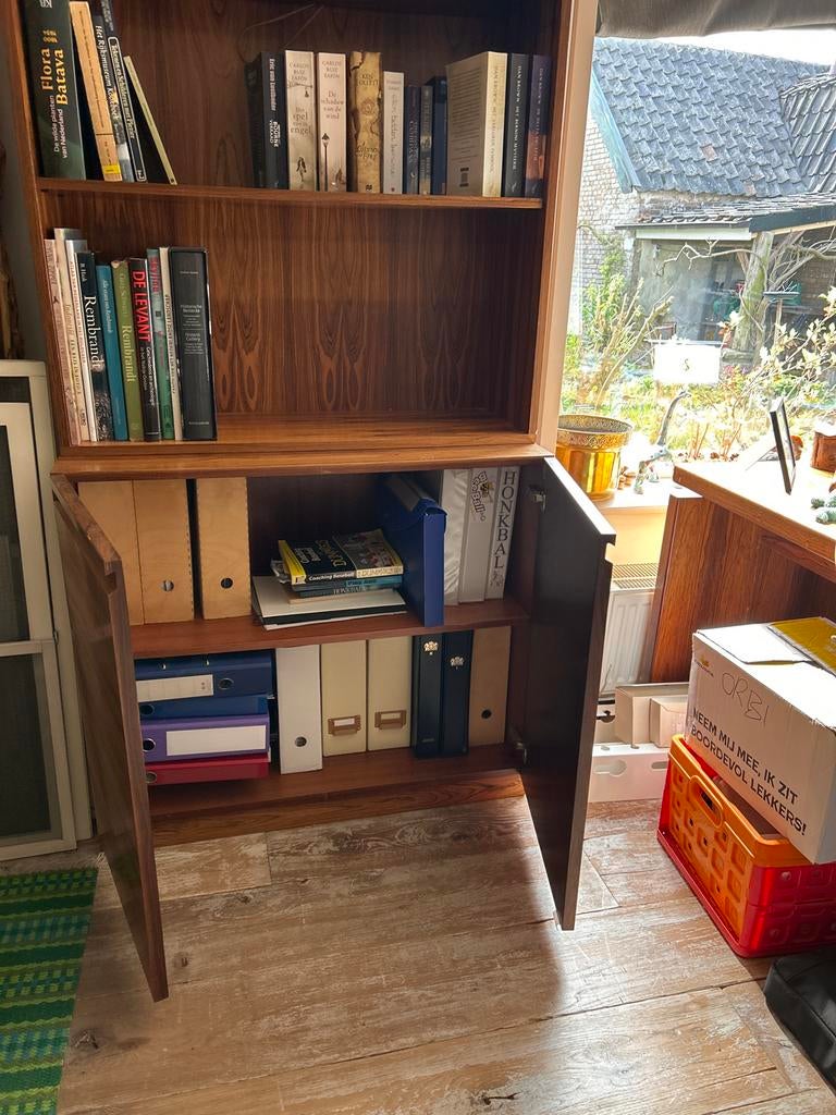 Palisander vintage Wilhelm Renz boekenkast met opbergruimte, Ophalen of Verzenden