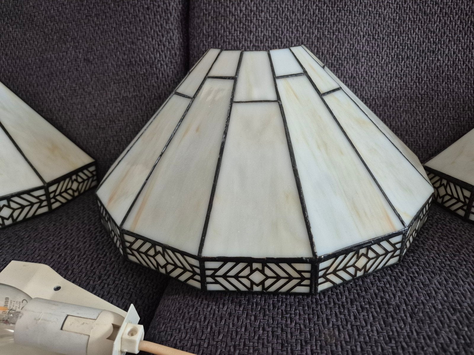 Set van 3 Tiffany stijl wandlampen, Ophalen, Gebruikt, E14 (klein), Meerkleurig