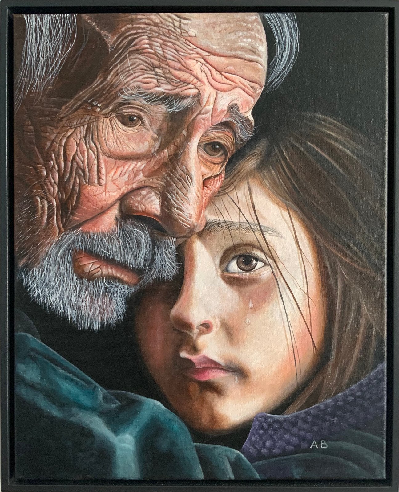 Olieverf Schilderij 40x50cm - Emotioneel Portret met Baklijs, Ophalen