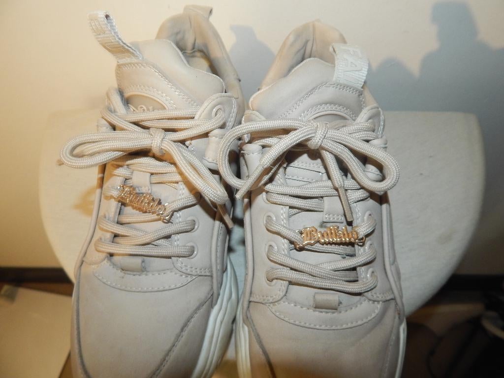 Buffalo stoere robuste sneakers beige tint veters mt 41, Verzenden, Beige, Sneakers of Gympen, Gedragen