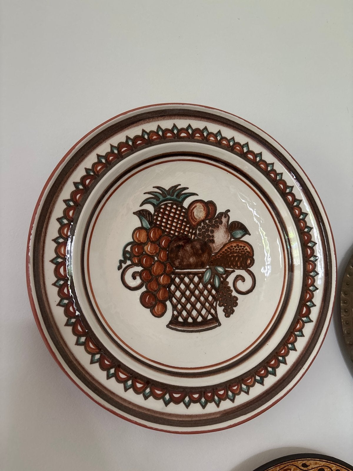 Vintage wandbord Tegelen met fruitmand decor, Ophalen