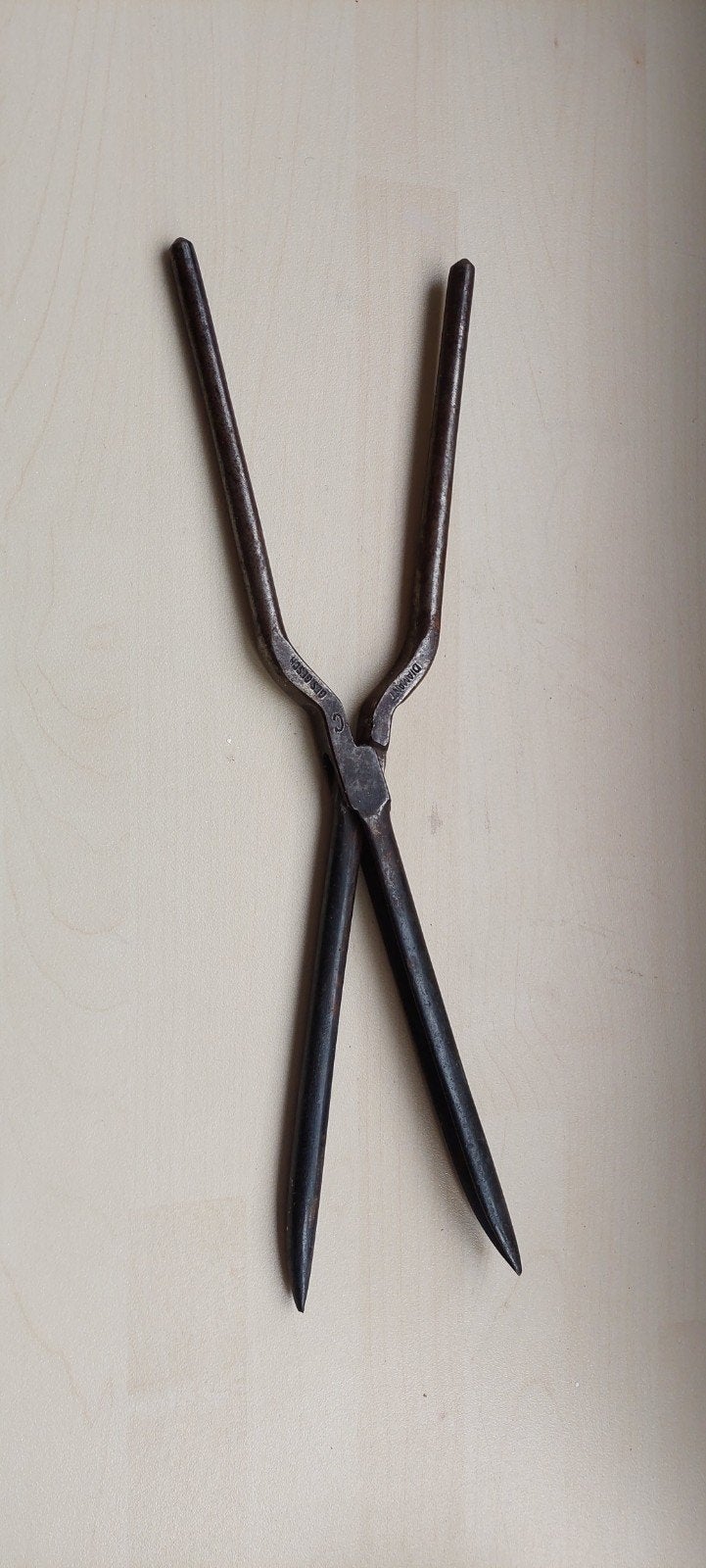 Antieke ijzeren krultang  "Diamant", Antiek en Kunst, Ophalen of Verzenden