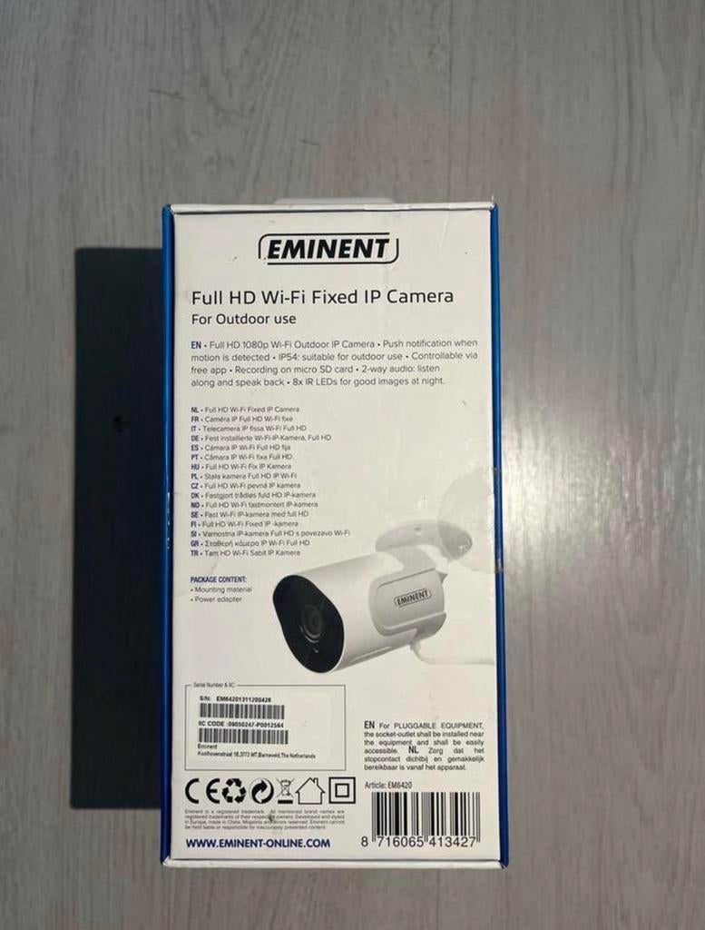 Eminent Full HD Wi-Fi IP Camera voor buiten, Audio, Tv en Foto, Videobewaking, Ophalen of Verzenden, Nieuw, Buitencamera