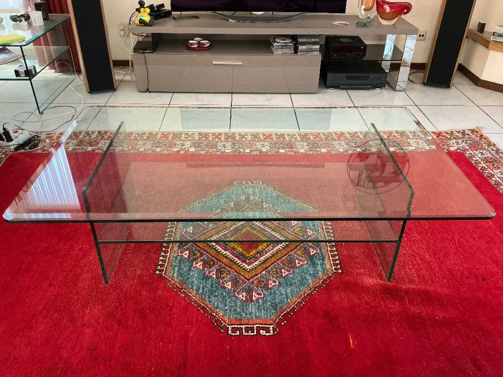 Glazen salontafel, Ophalen, Gebruikt, 100 tot 150 cm, 50 tot 100 cm