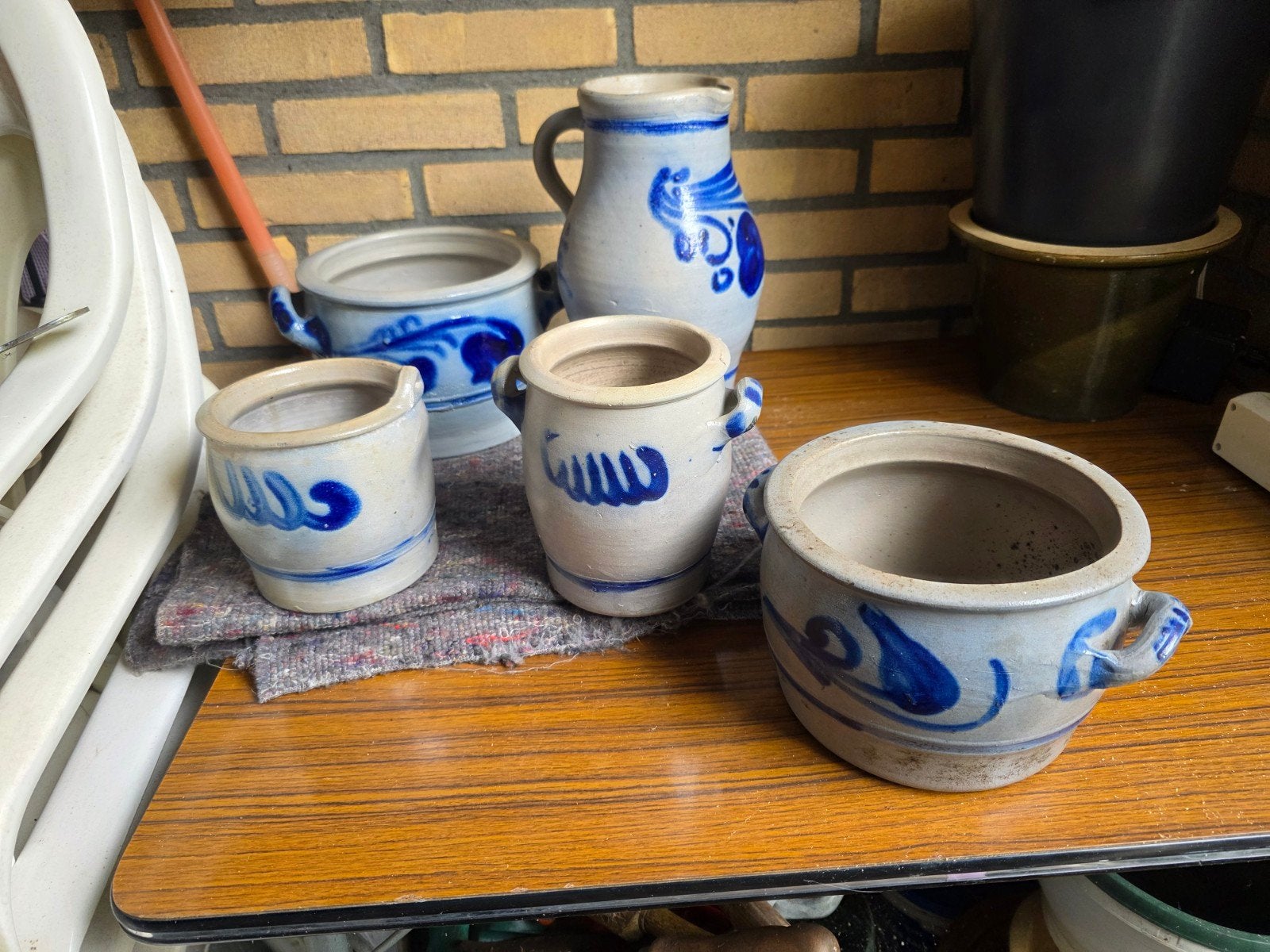 Set van 5 antieke aardewerken potten/kruiken, Antiek en Kunst, Ophalen