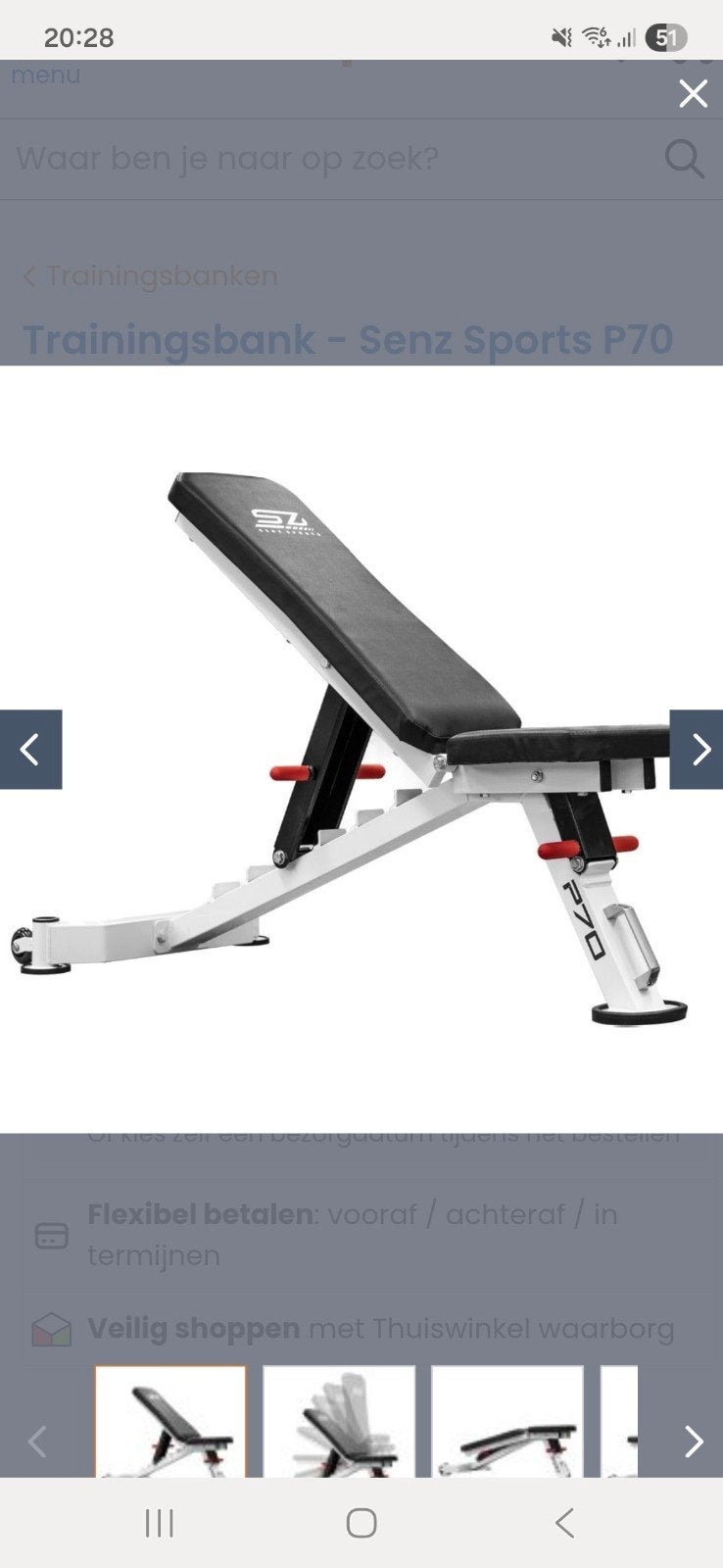 Senz Sports P70 Trainingsbank - Verstelbare Fitnessbank, Ophalen of Verzenden, Zo goed als nieuw, Benen, Fitnessbank