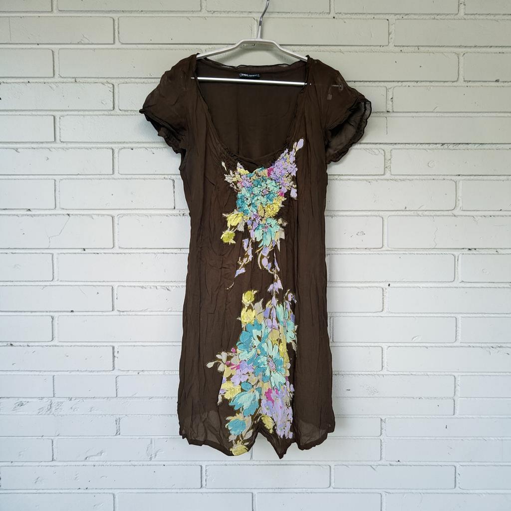 Didi Jurk Maat L Khaki Bruin Bloemen Print Mesh, Kleding | Dames, Jurken, Bruin, Ophalen of Verzenden, Knielengte, Gedragen
