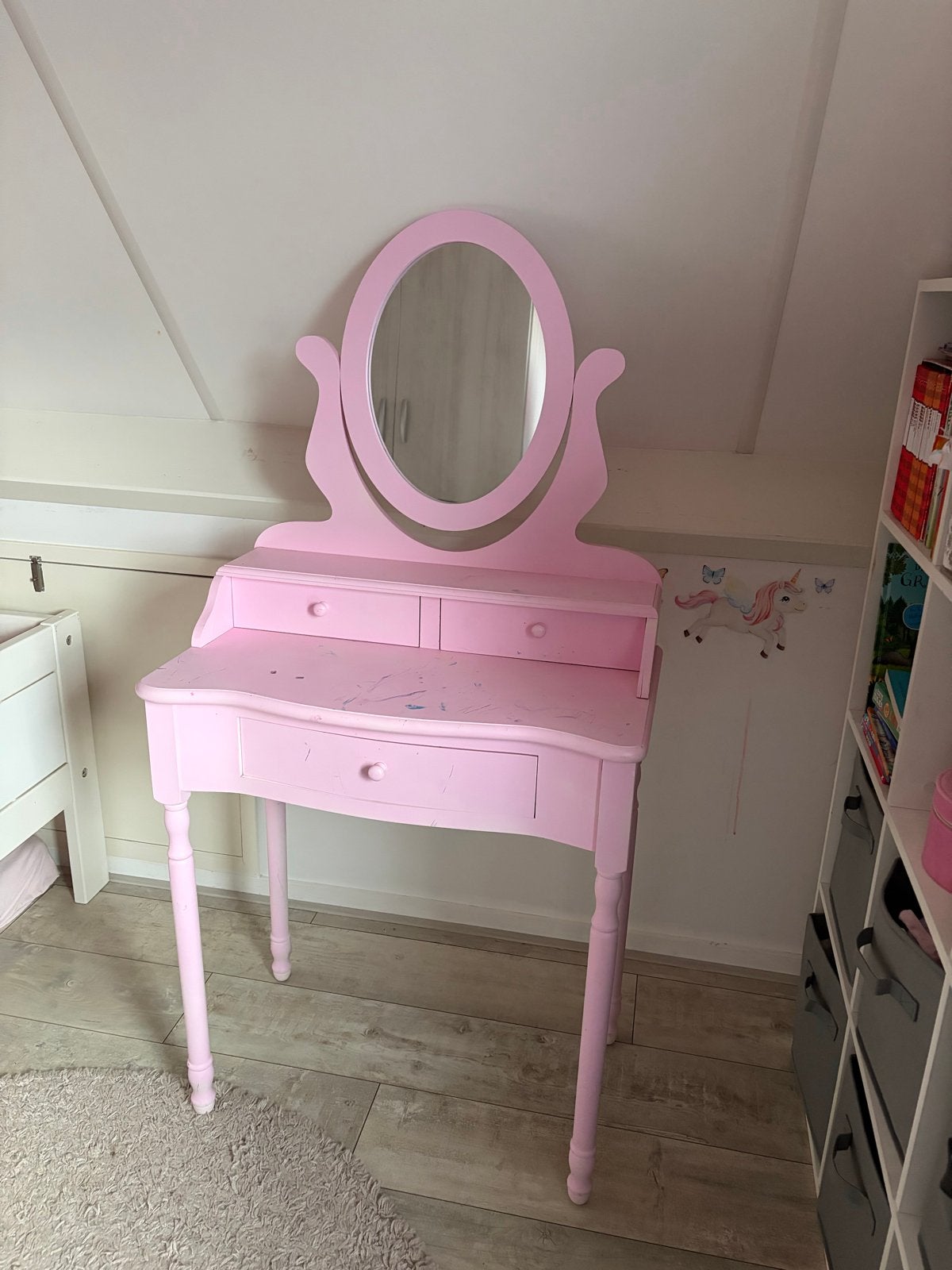 kaptafel met spiegel bureau  opknapper leuk voor 5 december, Ophalen, Gebruikt, 50 tot 100 cm, 100 tot 150 cm