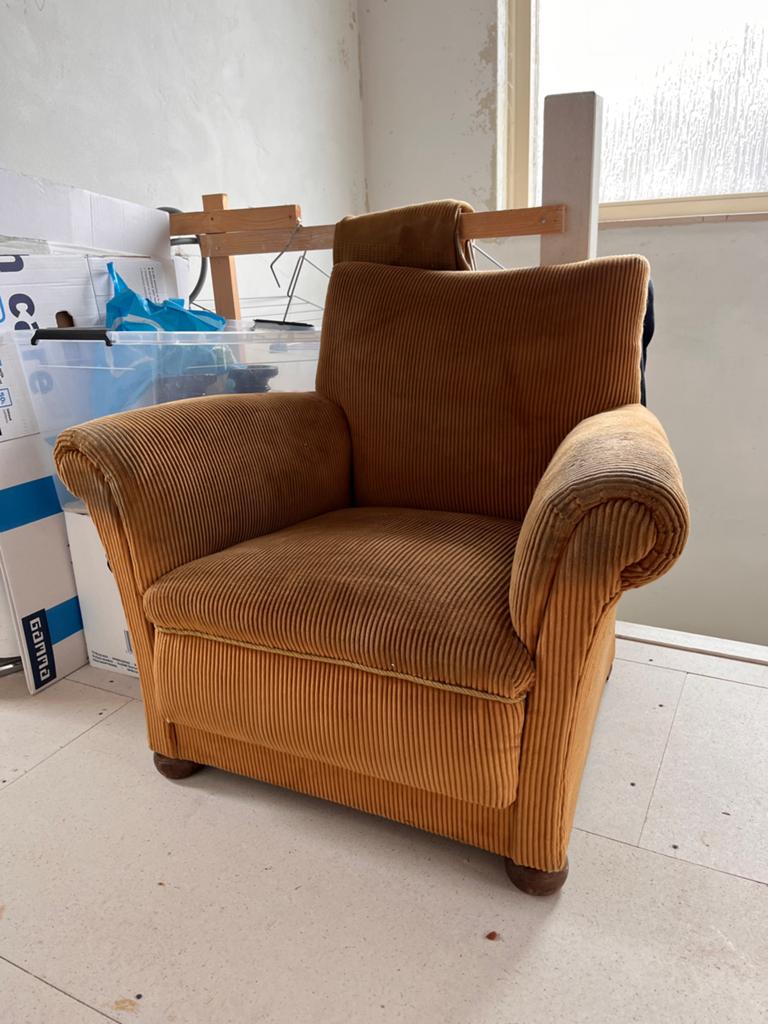 Leuke retro vintage fauteuil - gratis, Huis en Inrichting, Fauteuils, Ophalen, Gebruikt, Minder dan 75 cm, Stof