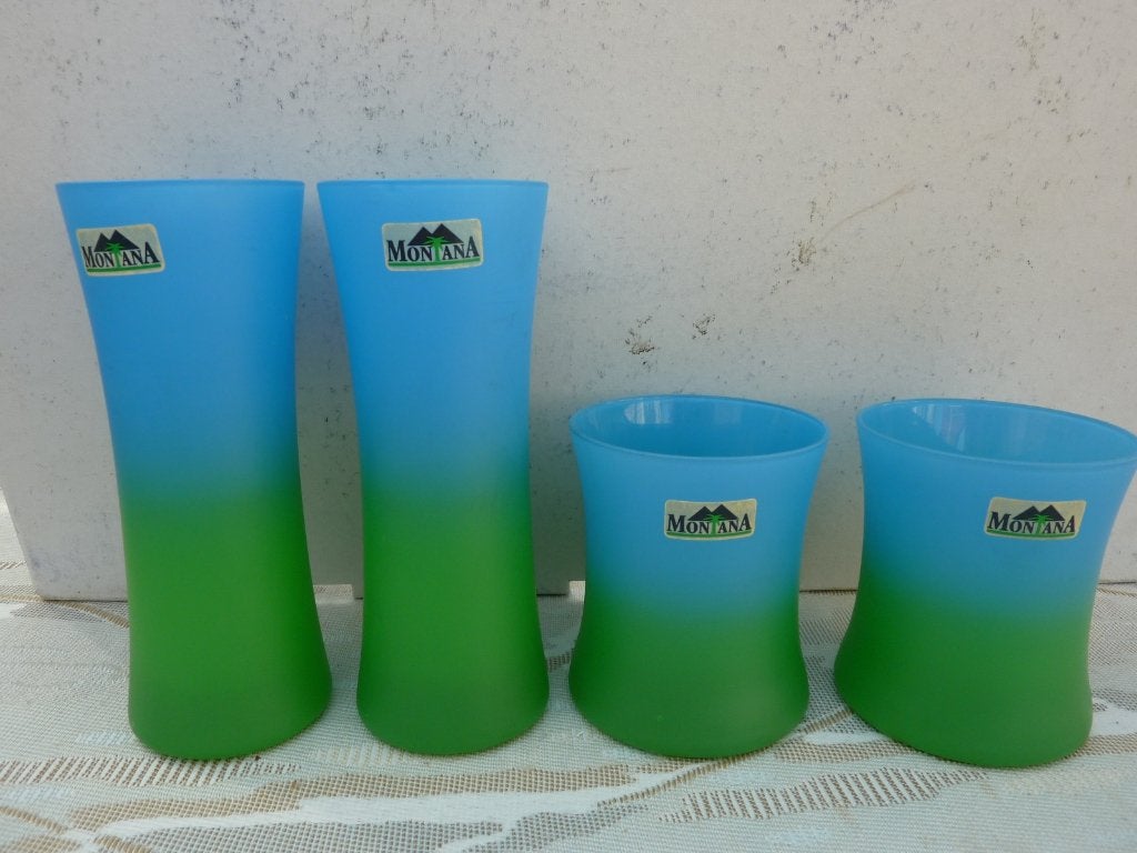 montana glazen / vaasjes, Ophalen of Verzenden, Gebruikt, Meerkleurig, Glas