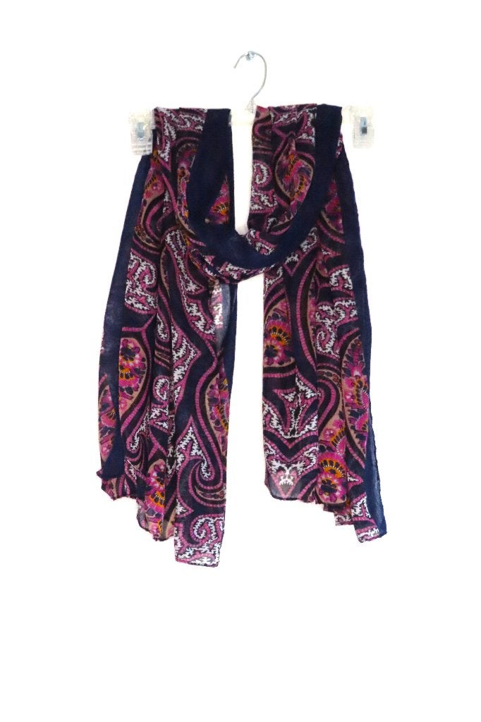 Sjaaltje Donkerblauw met Motief (4207), Maat 46/48 (XL) of groter, Ophalen of Verzenden, Sjaal, Onbekend