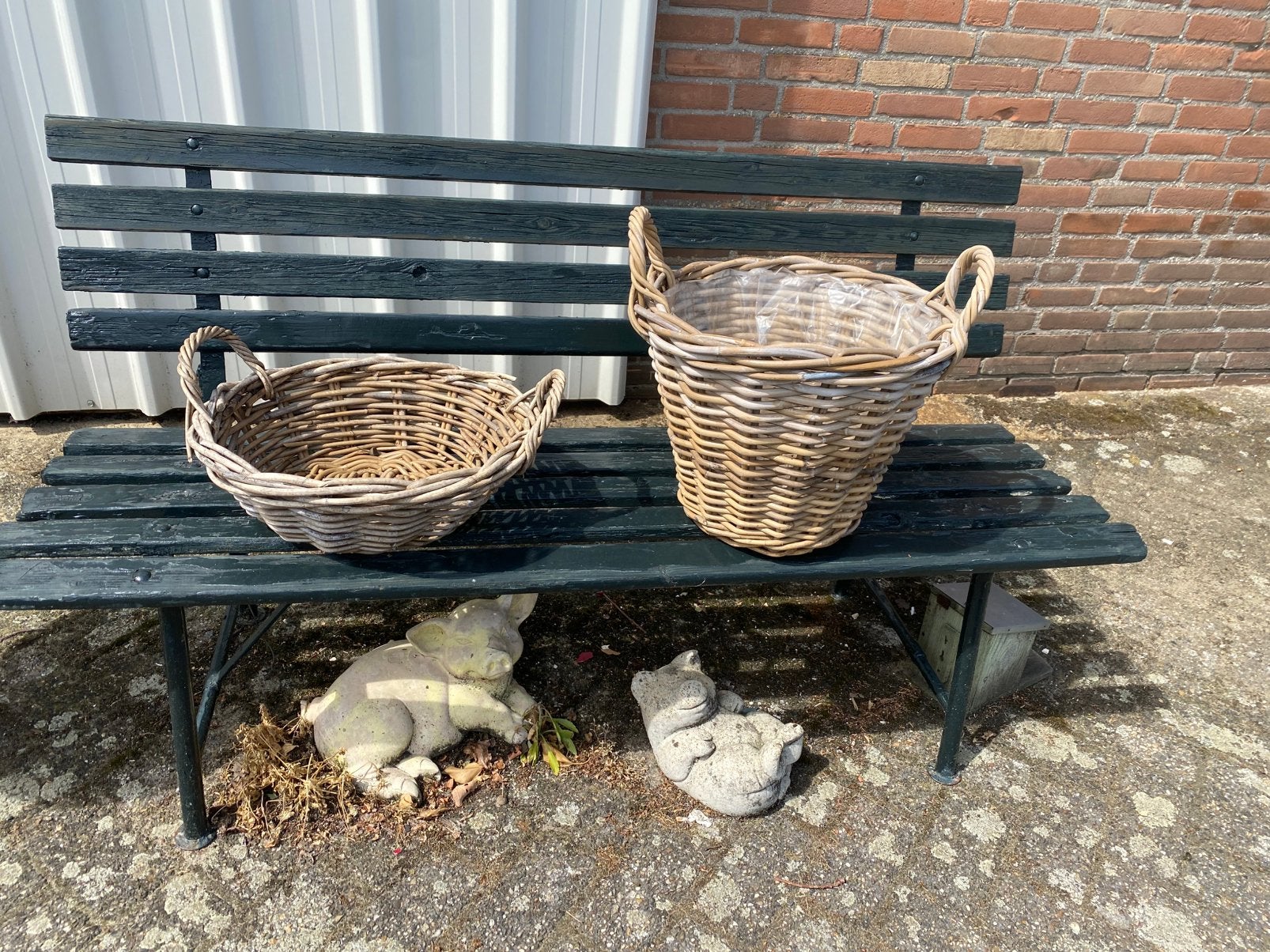 Twee leuke oude rieten manden, Ophalen, Zo goed als nieuw, Rond, Minder dan 30 cm