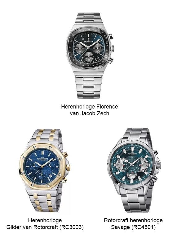 HEREN HORLOGES, JACOB ZECH, ROTORCRAFT GLIDER en SAVAGE, Overige merken, Staal, Staal, Verzenden