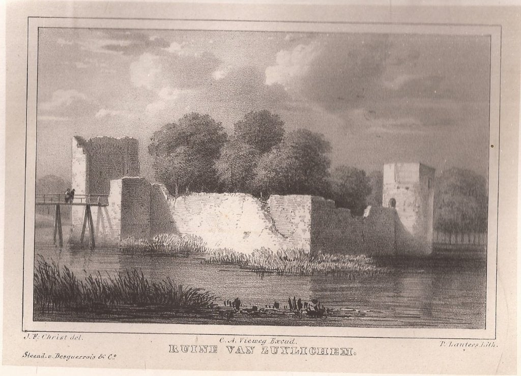 Ruïne v.h. Huis te Zuylichem / Zuilichem in Gelderland 1846, Antiek en Kunst, Kunst | Etsen en Gravures, Origineel, 1800 - 1899