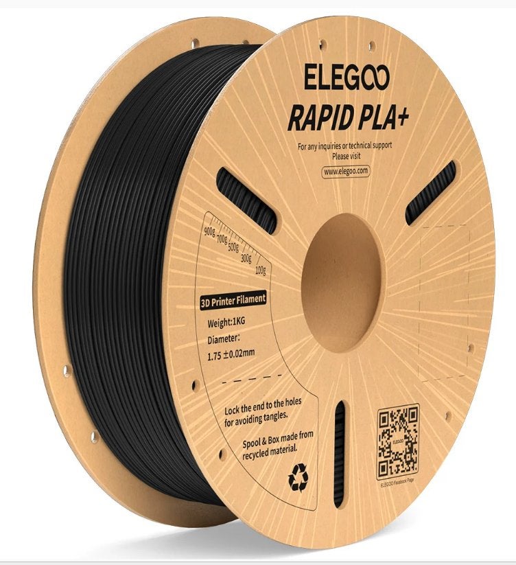 Elegoo Rapid PLA+ zwart 1 kg met spoel - nieuw, Computers en Software, Ophalen of Verzenden, Nieuw, Filamentrollen